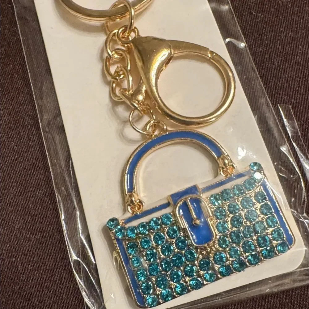 2123-3 Color Options Rhinestone Purse Key‎ Ring, Bag Charm